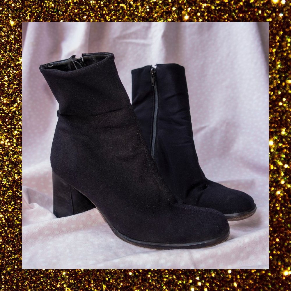 Nine West Black Zip Ankle Booties with Heel Sz 7